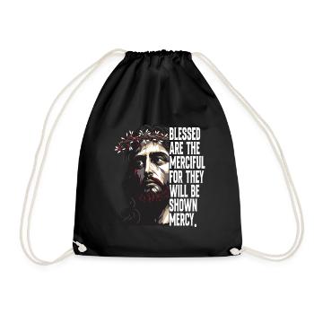For They Will Be Shown Mercy Jesus Christus - Turnbeutel - Schwarz - Vorne