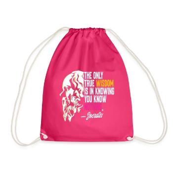 Philosophy Socrates Quote - Drawstring Bag - fuchsia - Front