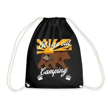 Camping Let's go out Camper funny saying - Drawstring Bag - black - Front