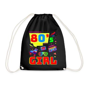 80s Retro CostumeTheme Party Costume 90s Party - Drawstring Bag - black - Front