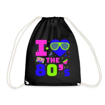 80s Retro CostumeTheme Party Costume 90s Party - Drawstring Bag - black - Front