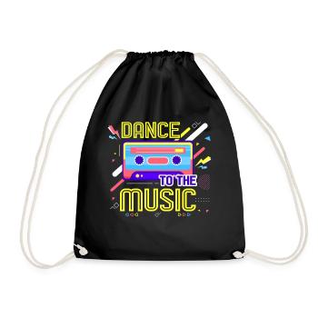 80s Retro CostumeTheme Party Costume 90s Party - Drawstring Bag - black - Front