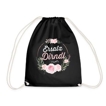 Ersatz Dirndl Shirt Trachten Damen Trachtenshirt - Turnbeutel - Schwarz - Vorne