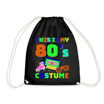 80s Retro CostumeTheme Party Costume 90s Party - Drawstring Bag - black - Front