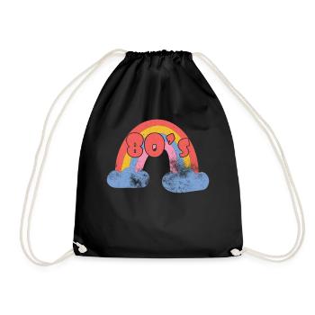80s Retro CostumeTheme Party Costume 90s Party - Drawstring Bag - black - Front