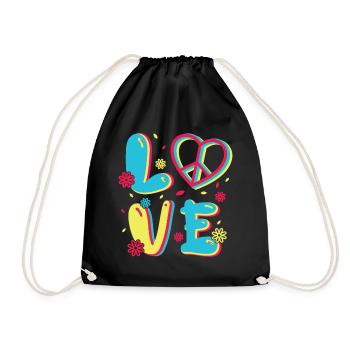 80s Retro CostumeTheme Party Costume 90s Party - Drawstring Bag - black - Front