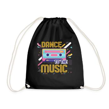 80s Retro CostumeTheme Party Costume 90s Party - Drawstring Bag - black - Front