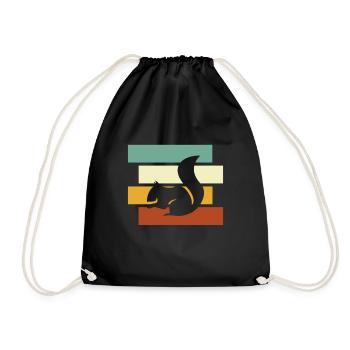 Squirrel Retro - Drawstring Bag - black - Front