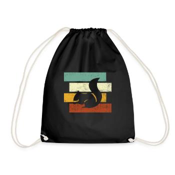 Squirrel Retro - Drawstring Bag - black - Front