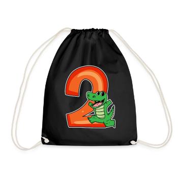 2 birthday 2 years old with animal motif - two - Drawstring Bag - black - Front