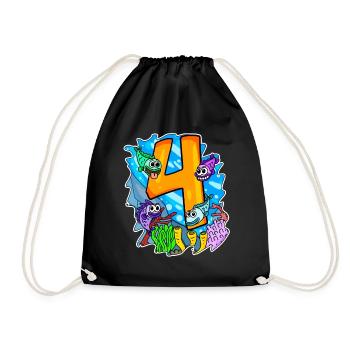 4 ans 4 ans avec motif animal - quatre - Sac de sport léger - noir - Devant