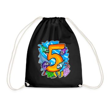 5 Birthday 5 years old with animal motif - five - Drawstring Bag - black - Front