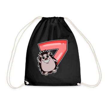 7 birthday 7 years old with animal motif - seven - Drawstring Bag - black - Front