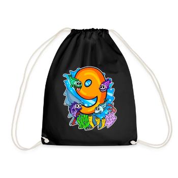 9 years old - 9th birthday with animal motif - Drawstring Bag - black - Front