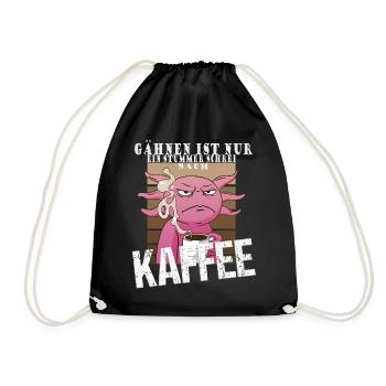 Gähnen ist ein stummer Schrei nach Kaffee - Turnbeutel - Schwarz - Vorne