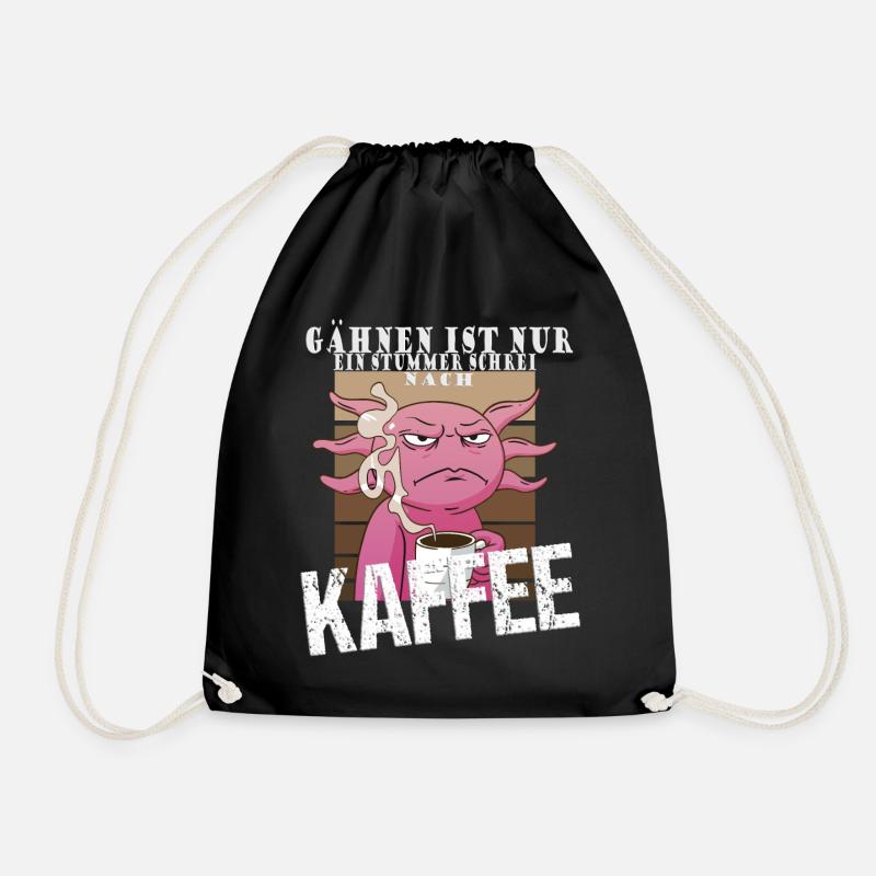 Gähnen ist ein stummer Schrei nach Kaffee - Turnbeutel - Schwarz