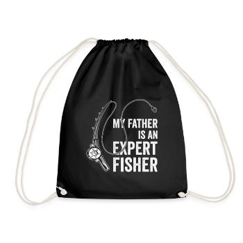 Fisherman Fathers Day Hunting Fishes Dad Fishing - Drawstring Bag - black - Front