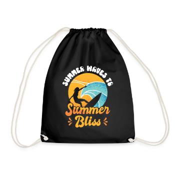 Surf Tropical Surfen Sommer Surfbrett Sport - Turnbeutel - Schwarz - Vorne