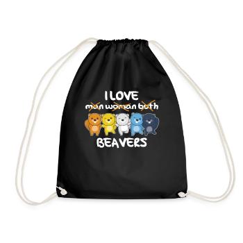 Aroace Flag Pride LGBTQ cute beaver - Drawstring Bag - black - Front