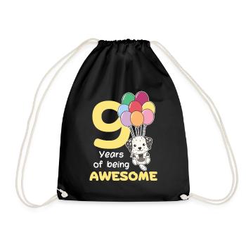 Dalmatians for 9th birthday children nine years old - Drawstring Bag - black - Front
