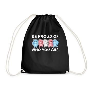 Transgender Flag Gay Pride LGBTQ Beaver - Drawstring Bag - black - Front