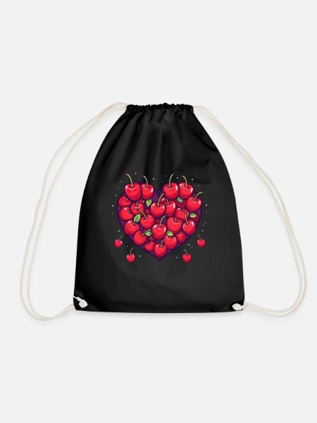 Kirsche Frucht Kirschen Cherry - Turnbeutel - Schwarz