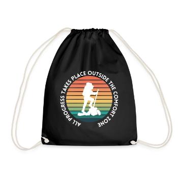 Hiking progress outside the comfort zone - Drawstring Bag - black - Front