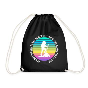 Hiking progress outside the comfort zone - Drawstring Bag - black - Front