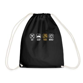 Eat Sleep Tiger Repeat Big Cat Wildcat - Drawstring Bag - black - Front