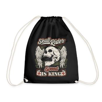Crâne de motard avec ailes d’ange pour motocyclistes - Sac de sport léger - noir - Devant