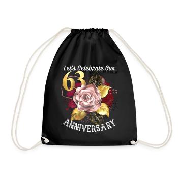 63rd anniversary, anniversary celebration, wedding anniversary - Drawstring Bag - black - Front
