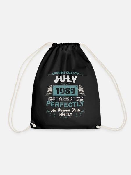 July 1983 Vintage Birthday Gift - Drawstring Bag - black