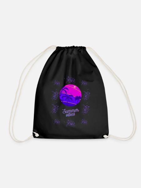 Summer Vibes Neon Design - Drawstring Bag - black