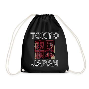 Japan Tokyo Retro Aesthetics Streetwear - Drawstring Bag - black - Front