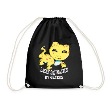 Easily distracted by geckos lizard breeders - Drawstring Bag - black - Front