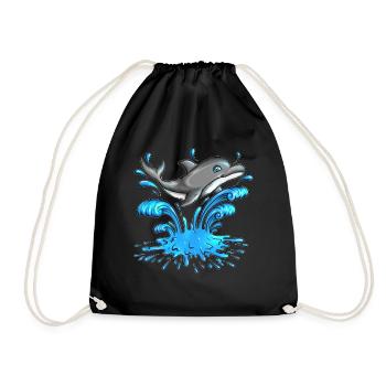 Dolphin Water Swimmers Marine Mammals Dolphins - Drawstring Bag - black - Front