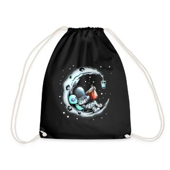 Alien Astronaut Lesen Buch auf dem Mond Leseratte - Turnbeutel - Schwarz - Vorne