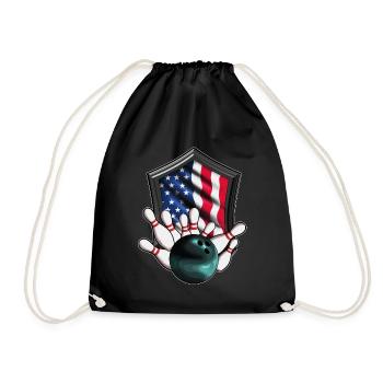Amerika Flagge USA Bowling Kugel Pin Bowler - Turnbeutel - Schwarz - Vorne