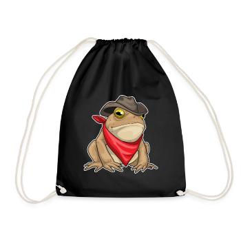 Frog Cowboy Cowboy Hat - Drawstring Bag - black - Front
