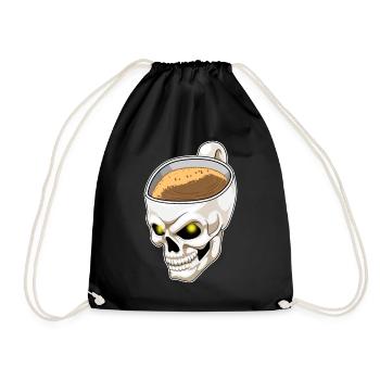 Totenkopf Tasse Kaffee - Turnbeutel - Schwarz - Vorne
