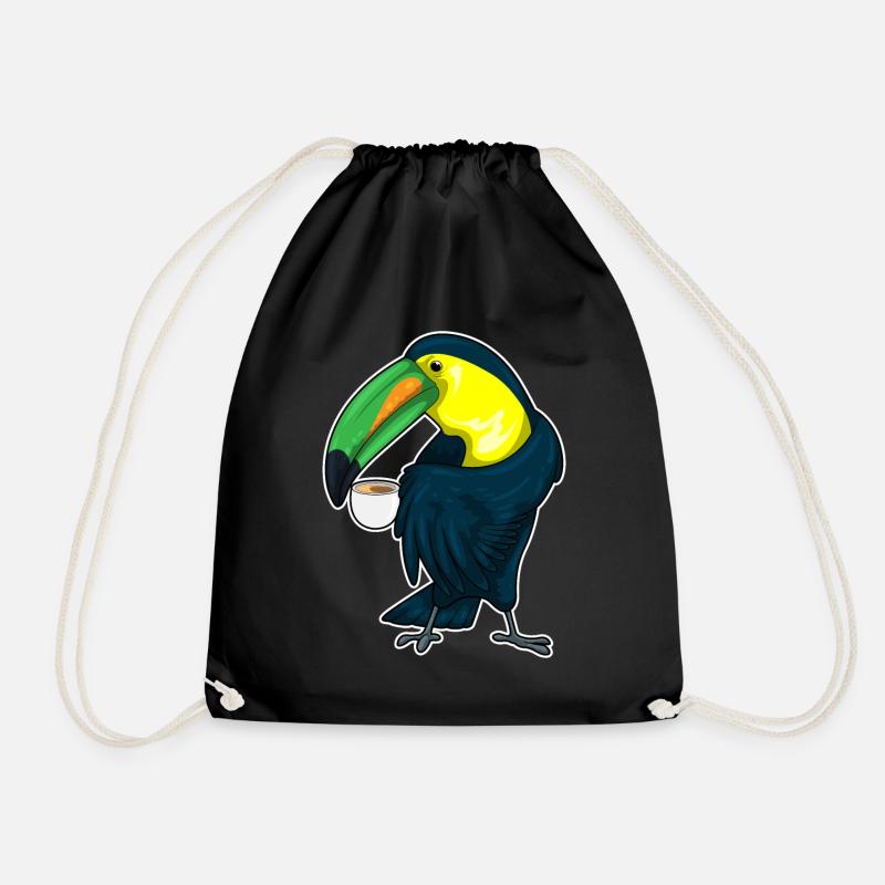 Toucan cup of coffee - Drawstring Bag - black