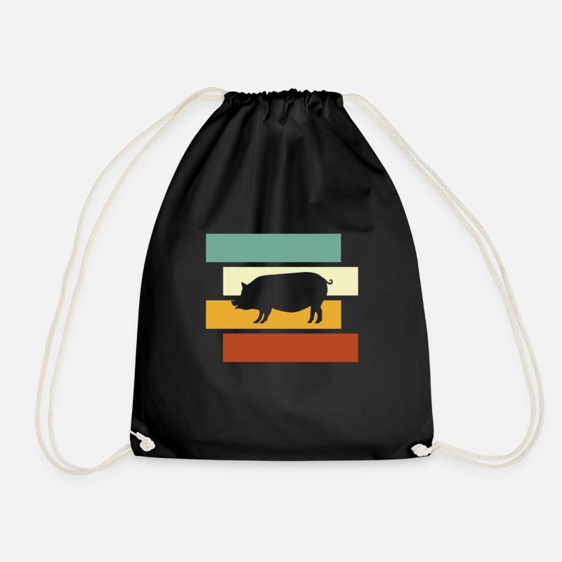 Schwein Retro - Turnbeutel - Schwarz