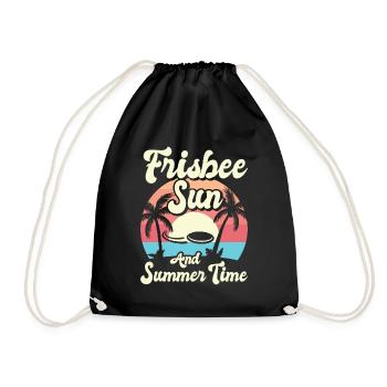 Frisbee Tropical Summer Vacation Flying Disc Sport - Drawstring Bag - black - Front