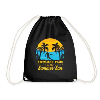 Frisbee Tropical Summer Vacation Flying Disc Sport - Drawstring Bag - black - Front