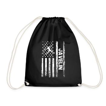 Javelin throwing American flag - Drawstring Bag - black - Front