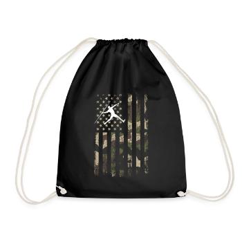Javelin throwing American flag - Drawstring Bag - black - Front