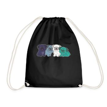oriented aroace flag pride LGBTQ cute pug dogs - Drawstring Bag - black - Front