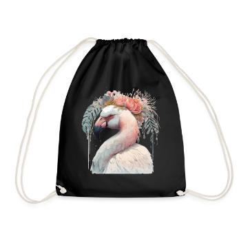 Flamant blanc Oiseau exotique Fleur Couronne Floral Tro - Sac de sport léger - noir - Devant