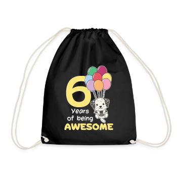 Dalmatians for 6th birthday children six years - Drawstring Bag - black - Front