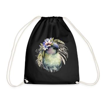 Mignon Kiwi Oiseau Fleur Couronne Floral Oiseaux Exotiques - Sac de sport léger - noir - Devant